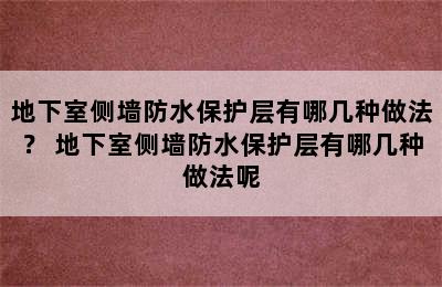 地下室侧墙防水保护层有哪几种做法？ 地下室侧墙防水保护层有哪几种做法呢